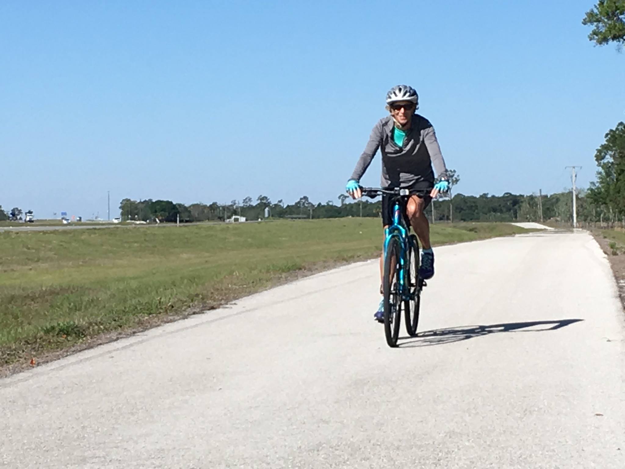 The trail is smooth riding on a separate path from vehicles